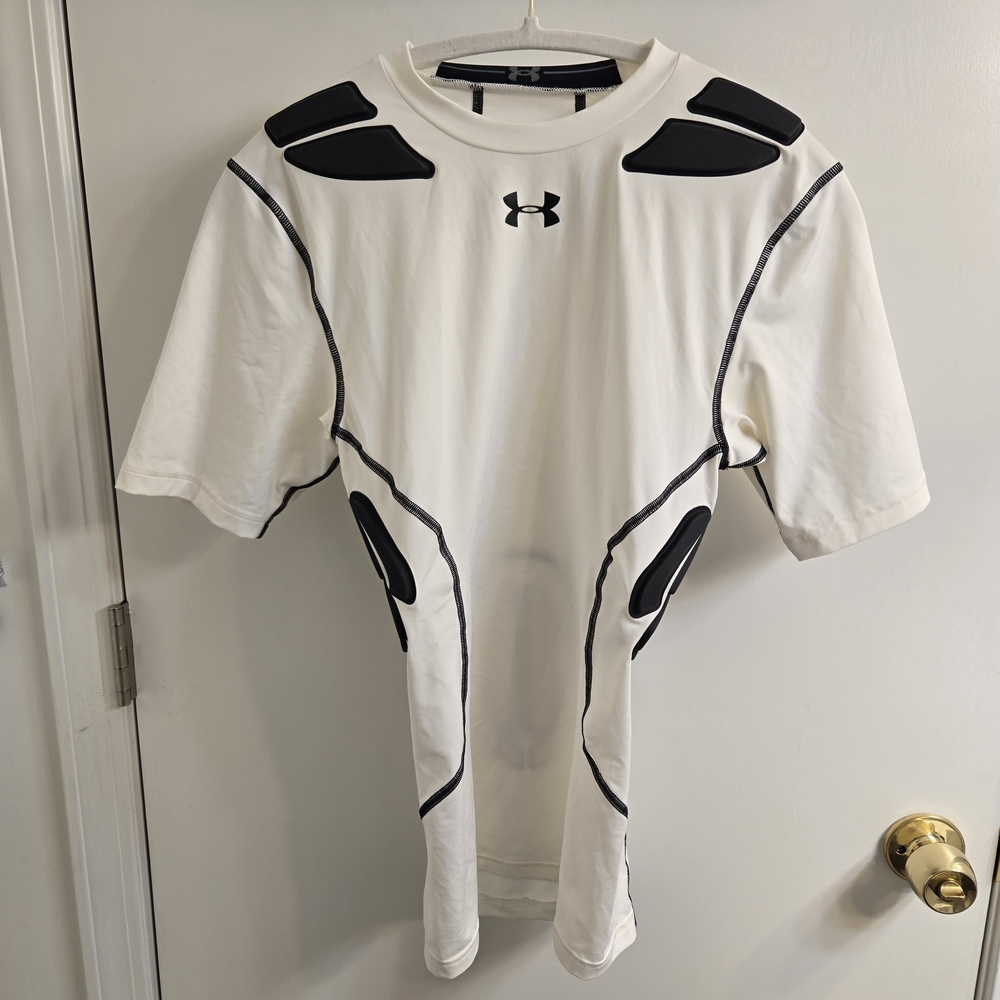 Under Armour White Gameday Armour Base Layer Football Compression, Size M